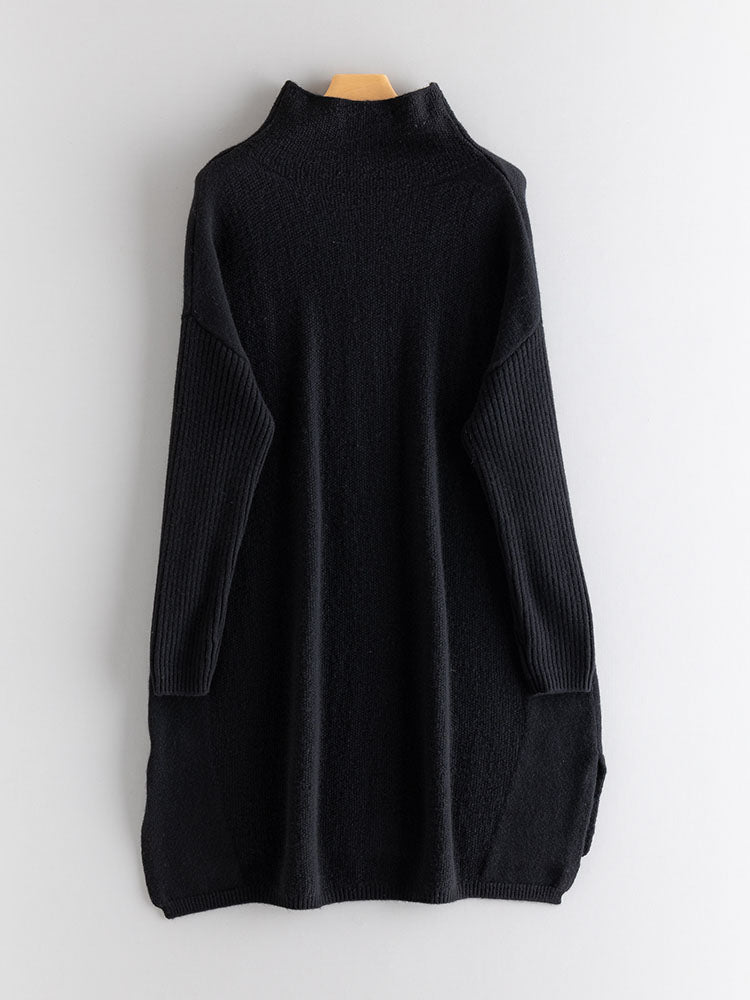 Cashmere Turtleneck Drop-shoulder Sweater Dress