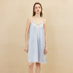 Feminine Lace Trimmed Silk Chemise Nightgown