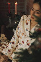 Cotton  Rabbit Print Full Length Pajama Set