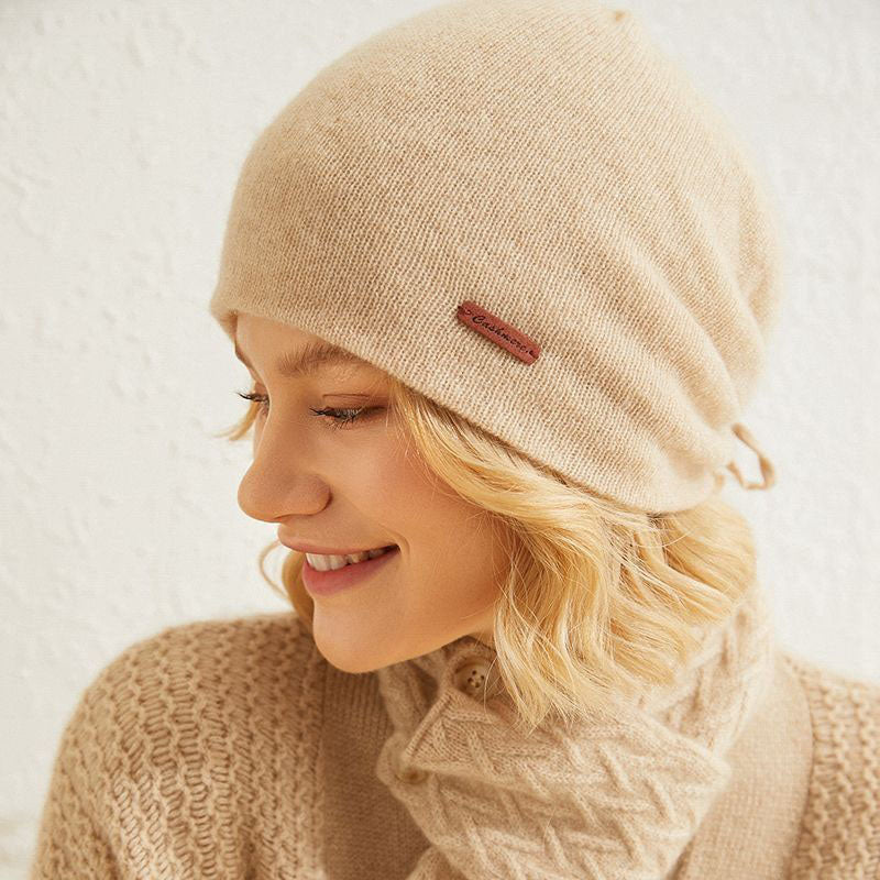 Drawstring Cashmere Beanie