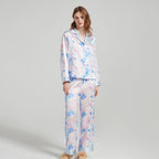 Watercolor Flora Print Silk Pajamas