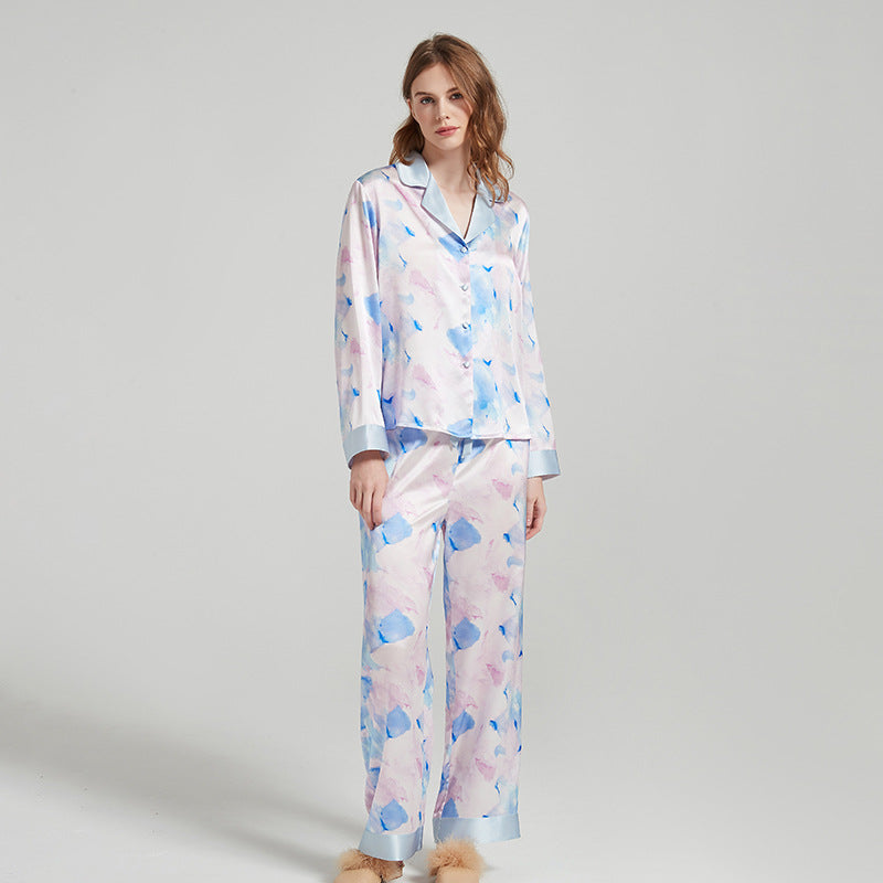 Watercolor Flora Print Silk Pajamas