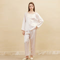 Round Neck Drawstring Top & Pants Silk Pajama Set
