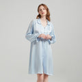 Silk Button Up Nightshirt with Lace Detailed Sleeves