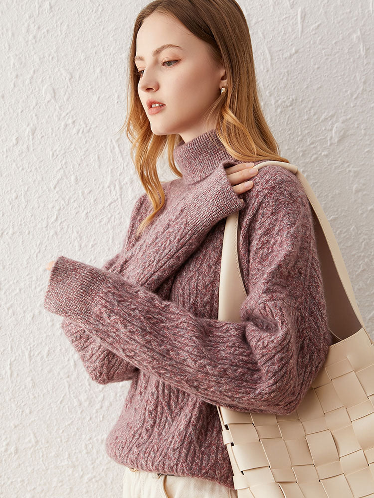 Cashmere Cable-Knit Turtleneck Sweater
