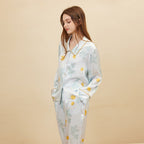 Daisy Print Pure Silk Pajama Set