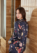 Women's Silk Classic Floral Printed Full Length Pajama Set