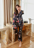 Women's Silk Classic Floral Printed Full Length Pajama Set