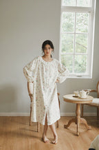 Cotton Tulip Print Full-Length Nightgown
