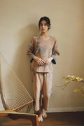 Cotton Oriental Classical Style Orchid Print Pajama Set