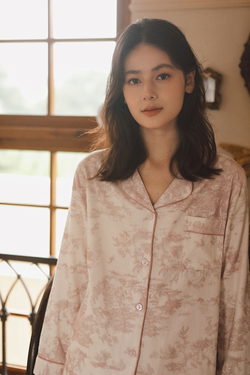 Cotton Plant Print Full Length Pajama Set