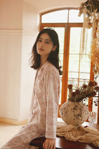 Cotton Plant Print Full Length Pajama Set