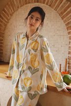 Cotton Tulip Print Full Length Pajama Set