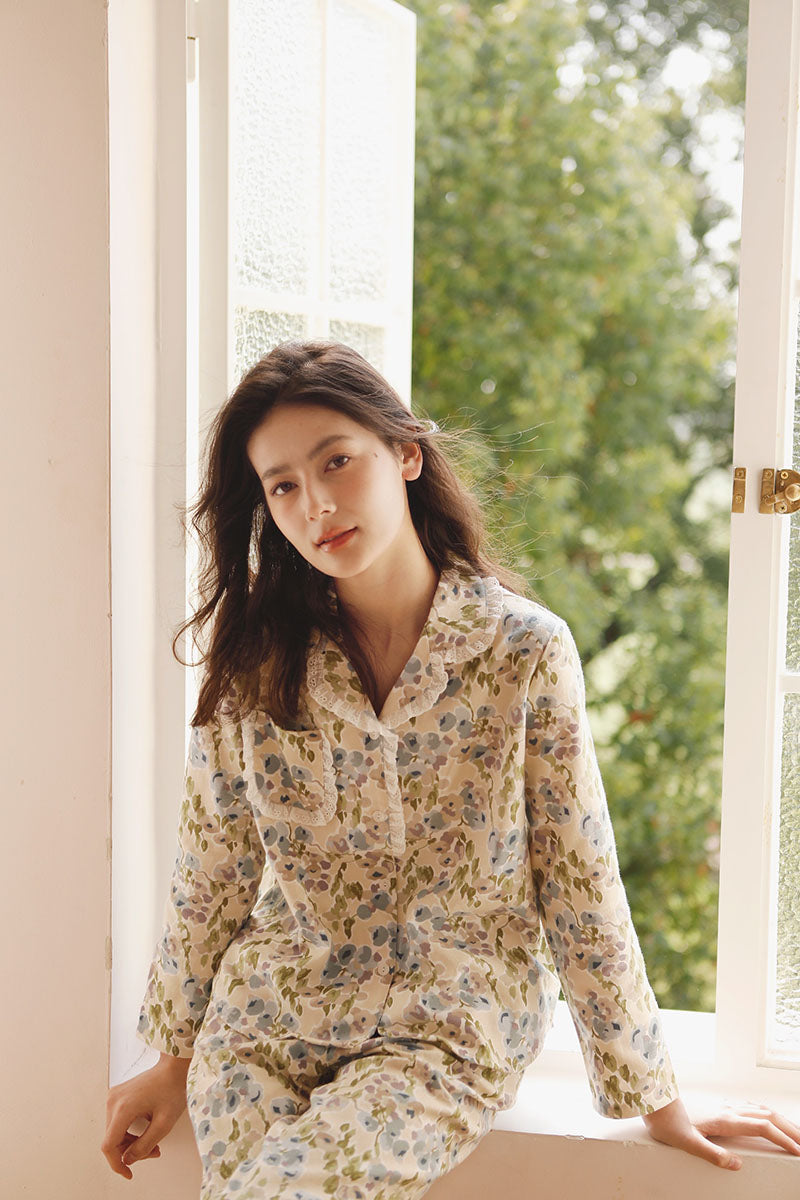 Cotton Fruit Printed Full Length Pajama Set