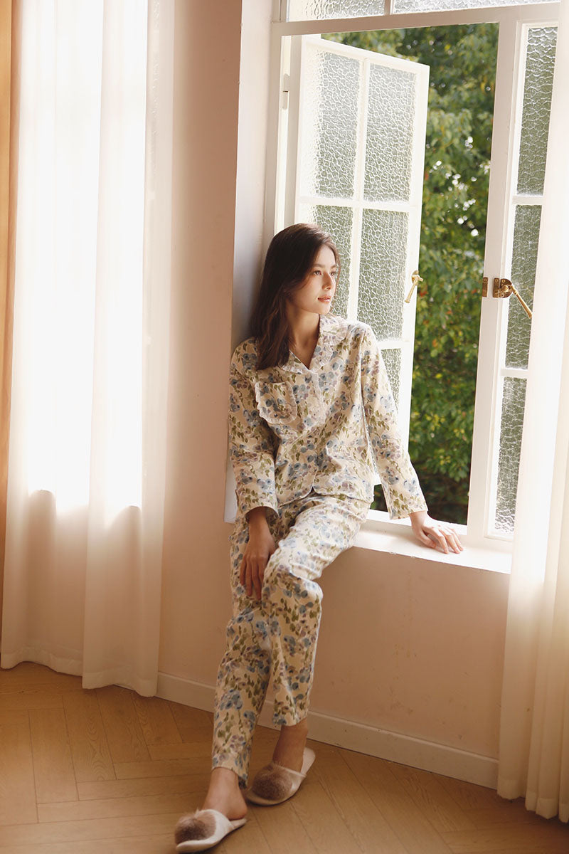 Cotton Fruit Printed Full Length Pajama Set