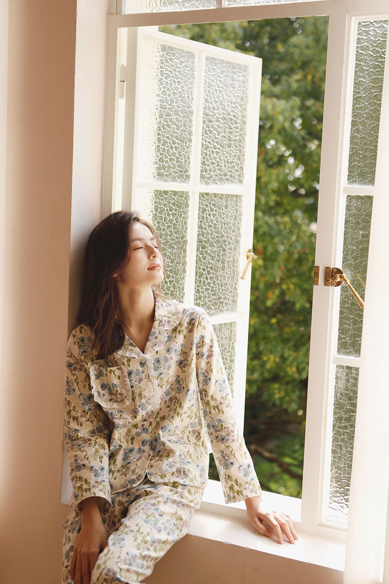 Cotton Fruit Printed Full Length Pajama Set