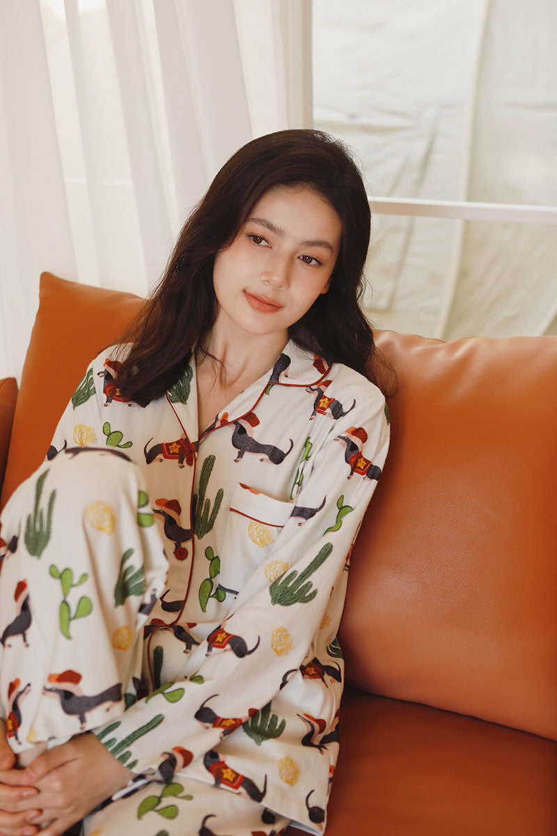 Cotton Cartoon Printed Full Length Pajama Set