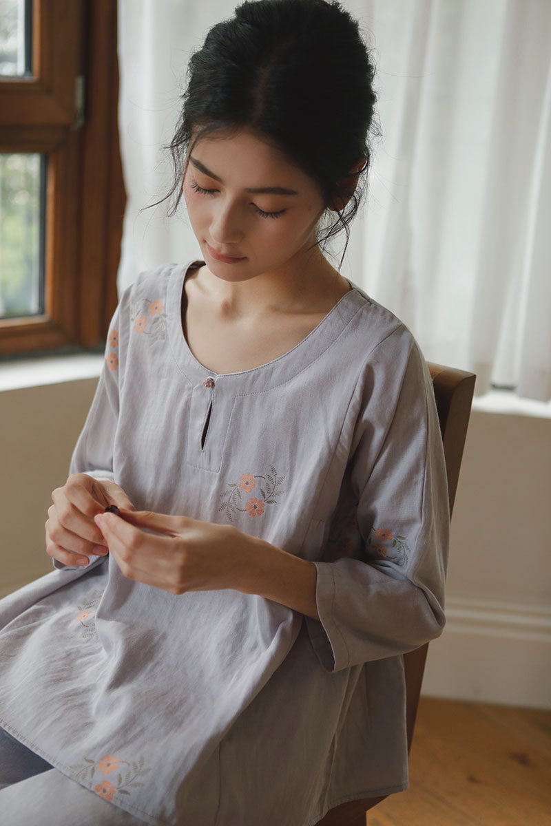 Cotton Jacquard Pajama Set