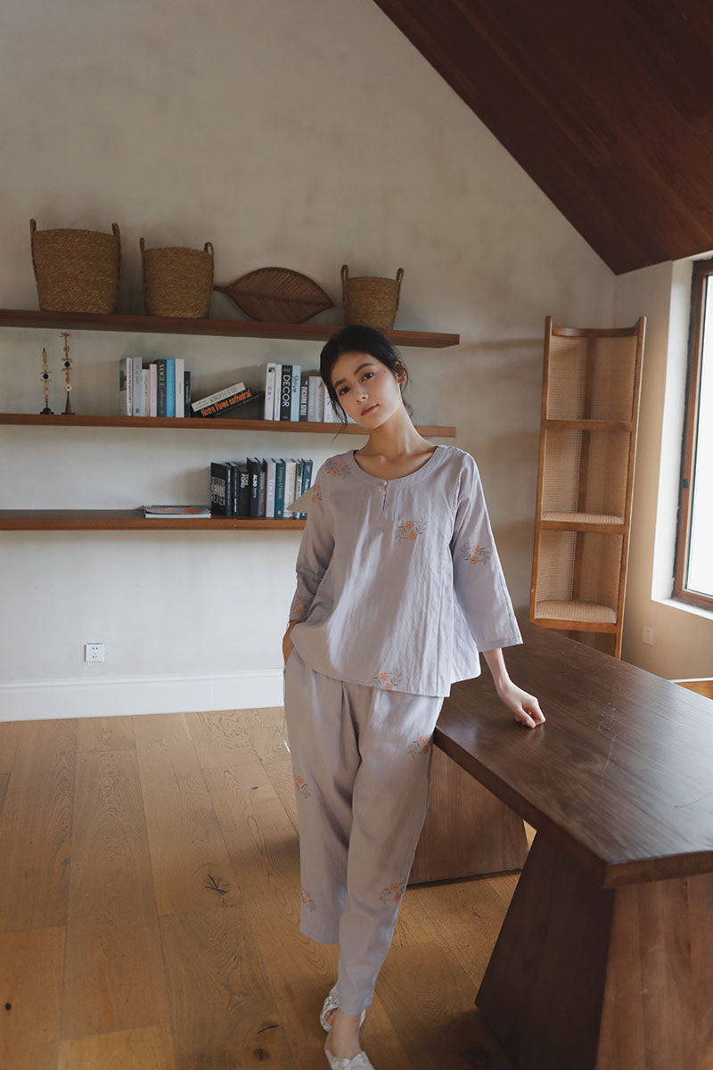 Cotton Jacquard Pajama Set