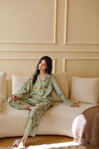 Cotton Classic Plaid Cartoon Print Pajama Set