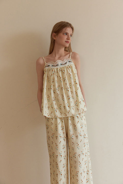 Cotton Classic Plant Print Camisole  Pajama Set