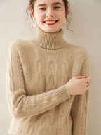 Cable-Knit Cashmere Turtleneck Sweater
