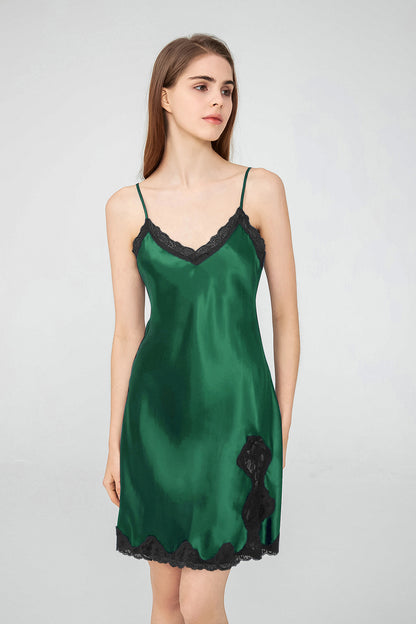 Lace split silk nightdress