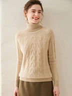 Cable-Knit Cashmere Turtleneck Sweater