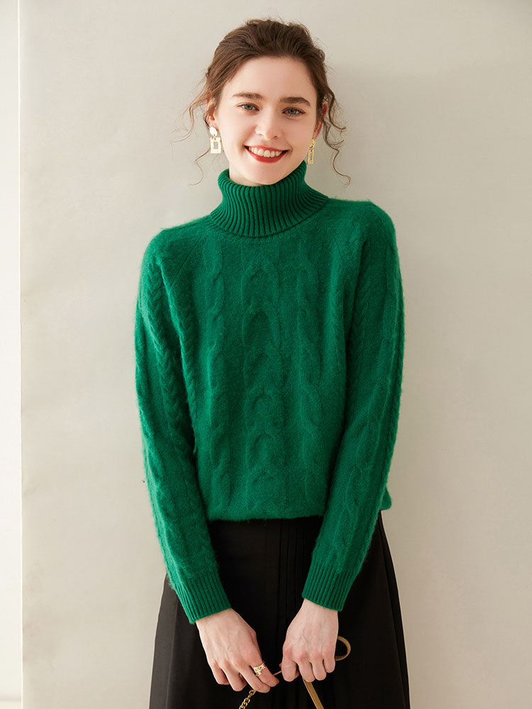 Cable-Knit Cashmere Turtleneck Sweater