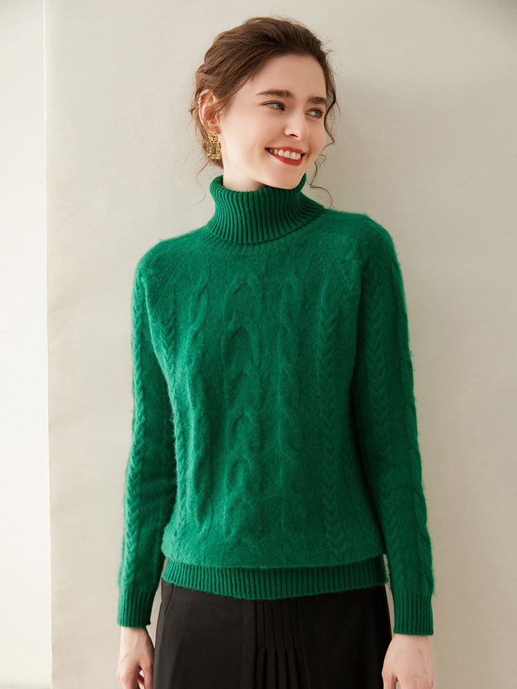 Cable-Knit Cashmere Turtleneck Sweater