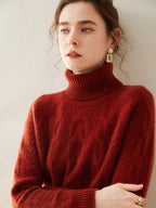 Cable-Knit Cashmere Turtleneck Sweater