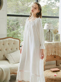 Flared sleeves Long Cotton Nightgown