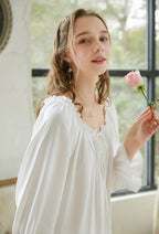 Flared sleeves Long Cotton Nightgown