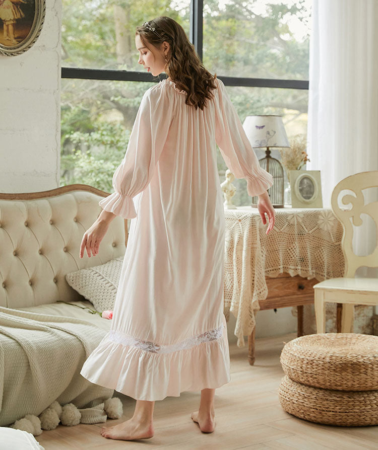 Flared sleeves Long Cotton Nightgown