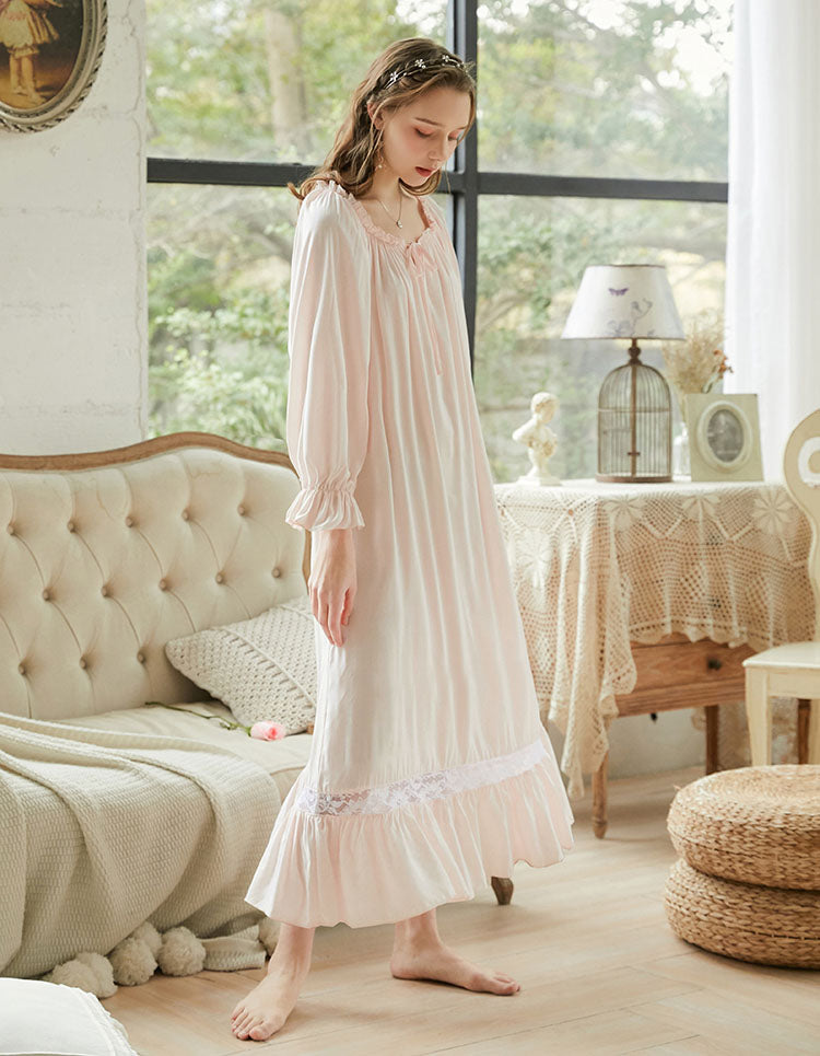 Flared sleeves Long Cotton Nightgown