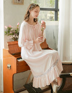 Flared sleeves Long Cotton Nightgown