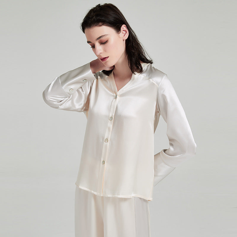 Classic Flared Cuffs Top & Pants Pajama Set