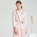 Pink Silk Robe with Black Trimmed Details