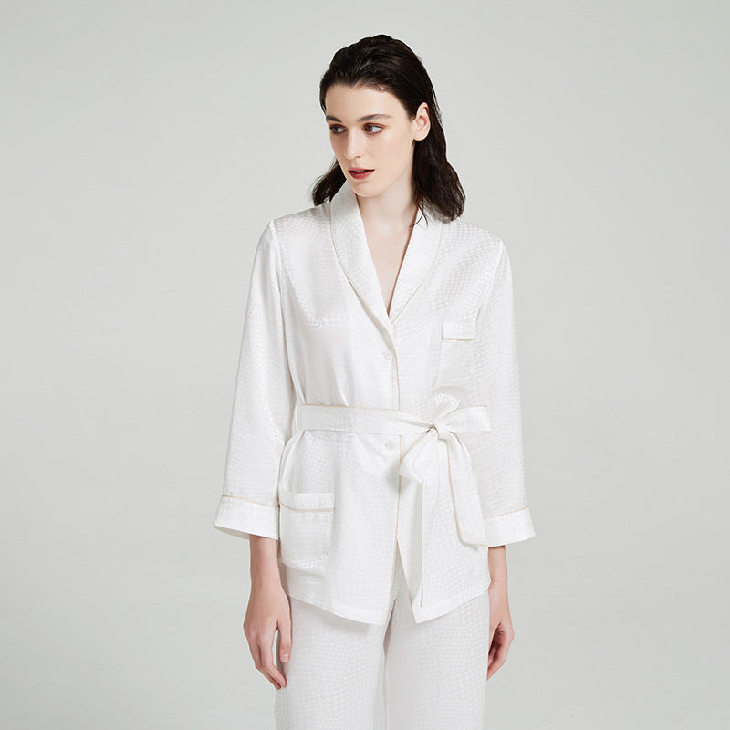 Houndstooth Jacquard Silk Pajama Set