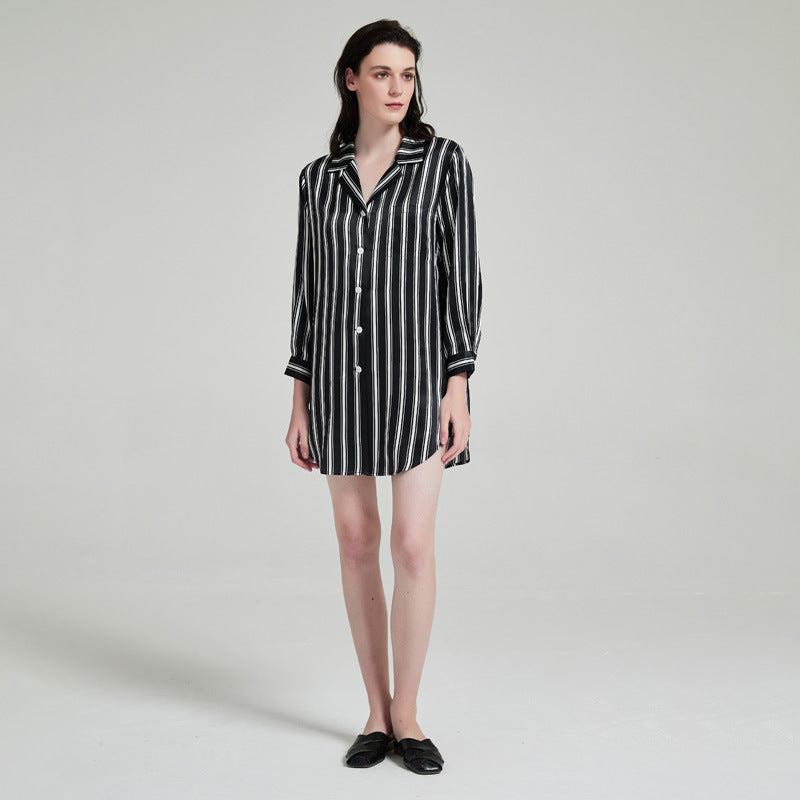 Pure Silk Striped Nightshirt