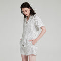 Pure Silk Striped Short Sleeve Pajama Set