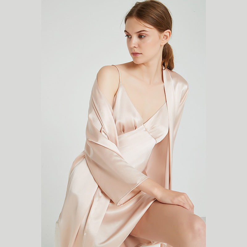 Casual Classic Cami Nightgown&Robe 2Pcs Set