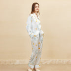 Daisy Print Pure Silk Pajama Set