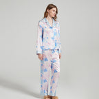 Watercolor Flora Print Silk Pajamas