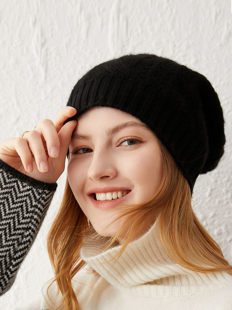 Knit Hat with Hollowed-out Craftsmanship