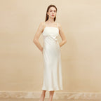 Double Shoulder Straps Silk Maxi Dress
