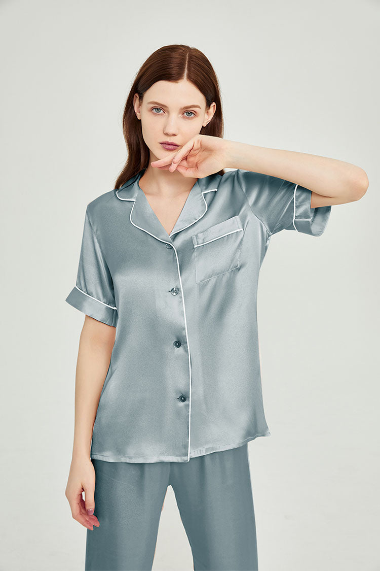 Silk Short Sleeve Pajama Set