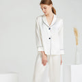 Shawl Collar Pajama Set with Contrasting Color Lines