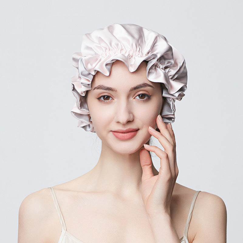 Flounced Silk Night Sleep Caps