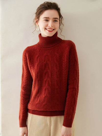 Cable-Knit Cashmere Turtleneck Sweater